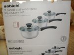 Sabichi 3 Piece Stainless Steel Saucepan Set