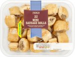 Tesco Mini Sausage Rolls (28% Pork = 32 per pack = 480g) @ Tesco (Metro and Larger stores)