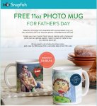 Free Snapfish 11Oz Photo Mug for Father's Day - (Postage of applies)