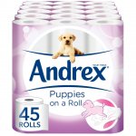 Andrex Puppies Toilet Tissue - 45 Rolls (5 x pack of 9 rolls) with S&S @ Am, &pound;12.99 prime