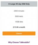 15Gb 30 day Sim Only deal