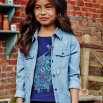 Cherokee Girls' Navy Peacock T-Shirt 100% cotton