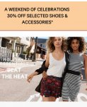30% off selected shoes and accessories plus an extra 10%