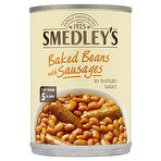 Smedleys baked beans and sausages 405g in co-op