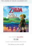 The Legend of Zelda 2016 calendar £3.29 @ Nintendo