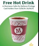 Free Hot Drink for Ex & Serving Military with Forces ID Card Nationwide