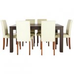 Dining table and 6 chairs (black/cream/chocolate)