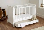 Kiddies Kingdom Mini Sleigh Cot Bed-White + Free Underbed Drawer & Mattress Worth £100! (inc Cot Bed, Underbed Drawer & Mattress!)