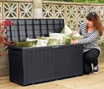 Grey Keter Wood Effect Plastic Garden Storage Box &bull;Capacity 270L