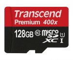 Transcend 128 GB Premium MicroSDXC Class 10 UHS-I Memory Card with MicroSD Adapter