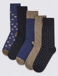5 Pairs of Freshfeet™ Stay Soft Cotton Rich Assorted Socks with Silver Technology C&C