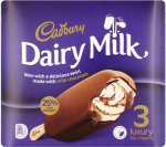 Cadbury Dairy Milk (3 x 100ml) Ice cream on a stick / Cadbury Crunchie Blast Sticks (3 x 100ml) / Cadbury Caramel 3 Ice Creams Sticks (300ml)