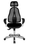 Topstar Open Point Synchro Deluxe Swivel Chair - Black (ergonomic, adjustable office chair w/ lumbar support and headrest)