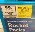 Free Tesco Giftcard with PAYG Rocket Sim + Topup (min £10.00)