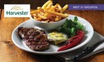 Steak or Ribs Meal with Wine/Beer and Unlimited Salad for Two People At Harvester £10.00 @ Groupon using code