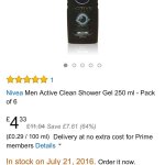Nivea Men Active Clean Shower Gel 250 ml - Pack of 6