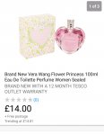 Brand New Vera Wang Flower Princess 100ml Eau De Toilette Perfume Women Sealed Tesco/Ebay