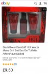 Brand New Davidoff Hot Water Mens Gift Set of x3 items 30ml Eau De Toilette+ 50ml Shower Gel + 50ml Aftershave Balm when you buy any X2 perfumes