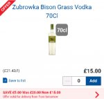 Zubrowka Bison Grass Vodka 70Cl