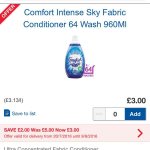 Comfort intense fabric softener massive 64 wash 960ml. (using code GRTKKT)