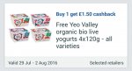 FREEBIE: Yeo Valley Organic Bio Yoghurt (4x120g) via Clicksnap App