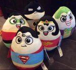 DC Super heroes each at Poundland (plush eggs just under 15cm tall)