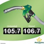 Morrisons Fuel Price Reduction Unleaded 105.7 & Diesel 106.7 Nationwide