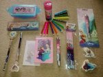 Disney Frozen Stationery: Snack Container, Colour Pencil Tin with Sharpener, Multi Colour Pen, Hardcover Notes, Eraser Set, Pencil with Eraser and many more