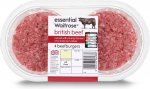 Essential Waitrose British Beef Burgers (4 per pack - 454g)