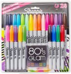 Sharpie Permanent Markers, Fine Point, Limited Edition 80s Glam Colours - Pack of 24 @ Amazon (Prime) &pound;10.99 (non prime)