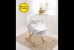 Broderie Anglaise White Moses Basket with Folding Stand
