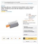 128 gb Samsung Evo Micro sd card