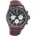 Rotary Men's Brown and Black Chronograph Strap Watch