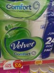 Velvet comfort toilet tissue 24 pack