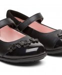 Mothercare black leather flower shoes £8.00