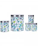 Colour match 5 Piece Geo Kitchen Set Blue Green