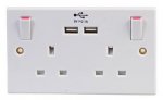 2-Gang Power Socket 13A, 250V & USB 2.1A Charging Wallplate £7.68 delivered @ CPC Farnell