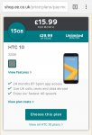 HTC 10 32GB - £15.99 a month on EE with Unlimited Minutes & Texts, 15GB Data - £29.99 upfront