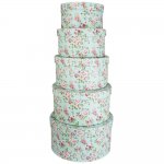 Rose Print Round Storage Suitcases Set Of 5