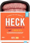 HECK (97%) Pork Sausages (Free From: Gluten, Dairy.) (Pack of 6 = 400g)