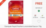 FREEBIE: 2 x Danepak Rapid Rashers Unsmoked Bacon (70g) via Checkoutsmart & Clicksnap Apps - £1.70 @ Tesco, Morrisons & Coop: 