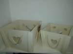 2pc Heart Painted Wooden Storage Boxes