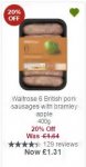 Waitrose 6 British pork sausages with bramley apple 400g with MyPicks