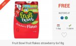 FREEBIES: 4/5 x Fruit Bowl Fruit Flakes Strawberry (6x18g) via Checkoutsmart & Clicksnap Apps @ Tesco; £2