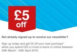 £5 off just for signing upto newsletter