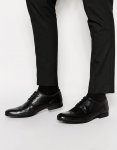Frank wright black leather wing tip shoes