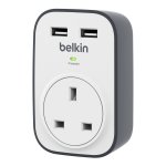 Belkin BSV103 SurgeCube 1 Way Surge Protector with 2 x 2.4 A Shared USB Charging