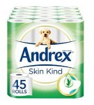 Andrex SkinKind Toilet Tissue with Aloe Vera - 45 Rolls