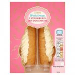 Tesco 2 Fresh Cream And Strawberry Jam Doughnuts 2X74g