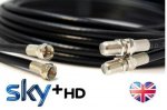 BLACK\WHITE 10m TWIN Satellite Coaxial Extension Cable - suitable for Sky+ and Sky HD rosenet999